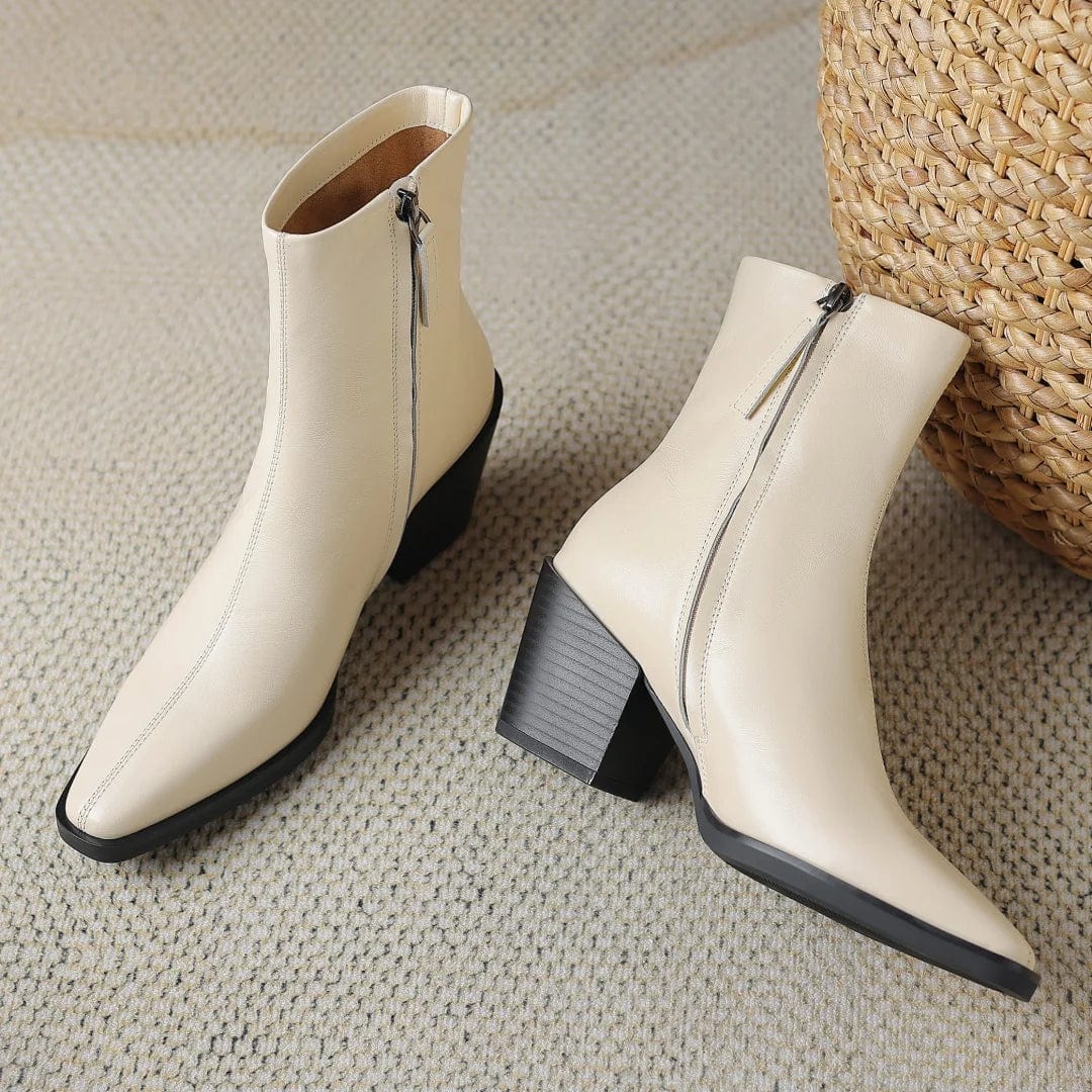 Western White Ankle Boots