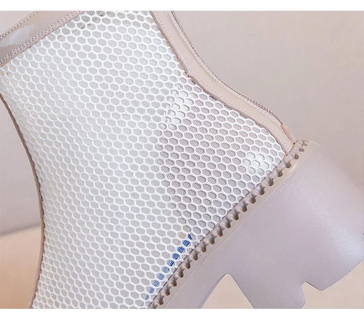 Beige Western-Style Ankle Boots