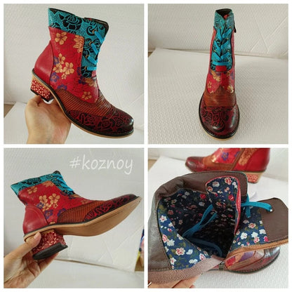 Women's Leather Western Ankle Boots