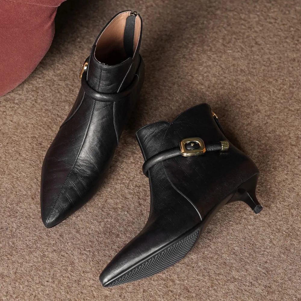 Chic Noir Western Ankle Boots for Women