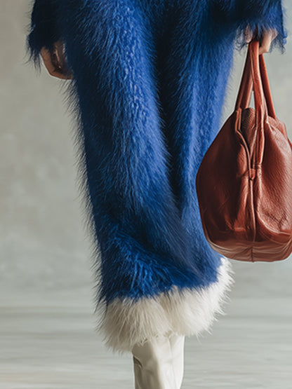 Robe Maxi en Tricot Bleu Royal : Élégance et Chaleur Assurées
