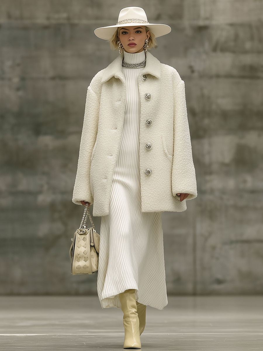 Veste Polaire Rétro Blanche