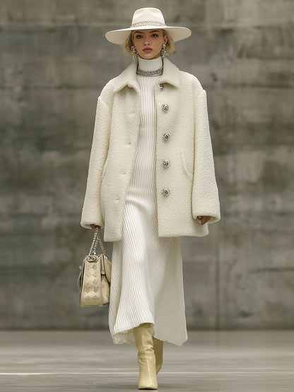 Veste Polaire Rétro Blanche