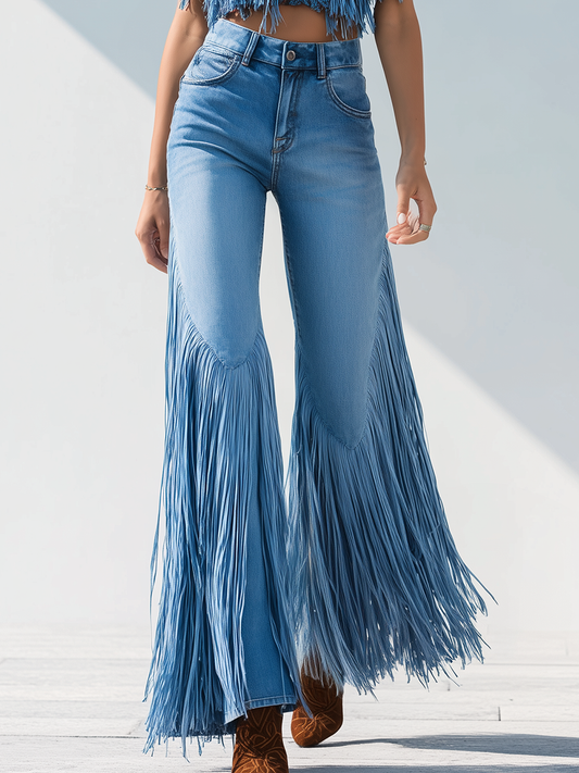 Jean Flare à Franges Vintage Chic