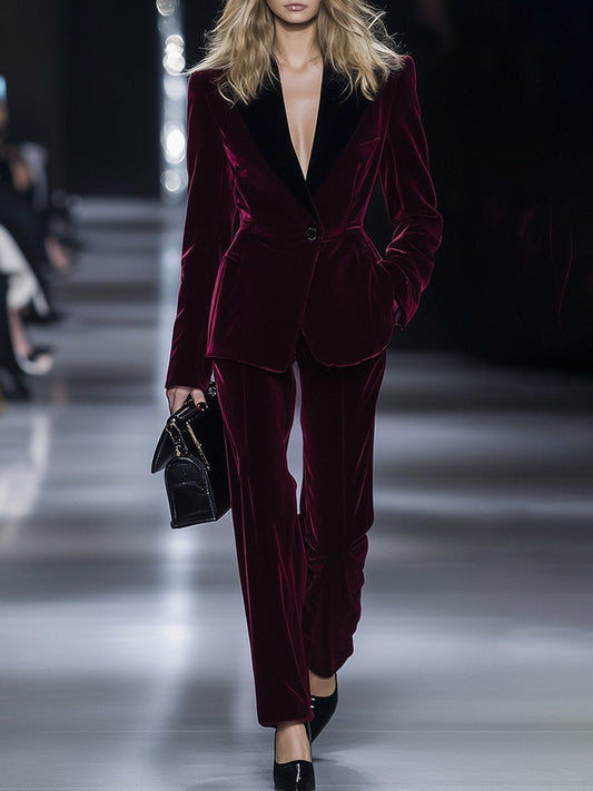 Costume en Velours Bordeaux Luxe - Expédition Rapide en 24 Heures
