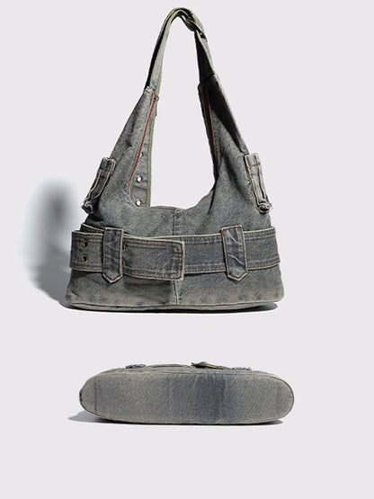 Bandoulière Vintage en Denim Effet Usé