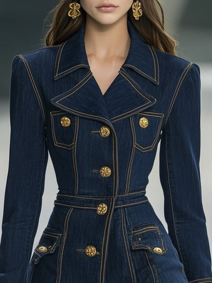 Robe Mini en Jean à Col Large et Ourlet Volant - Expédition Rapide en 24 Heures !