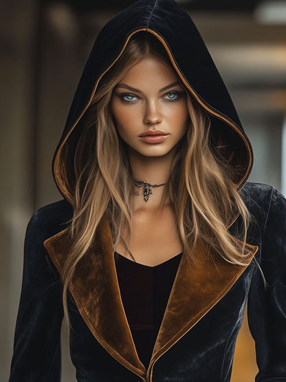Veste à Capuche Vintage en Velours - Style Décontracté et Ample, Expédition Rapide en 24 Heures !