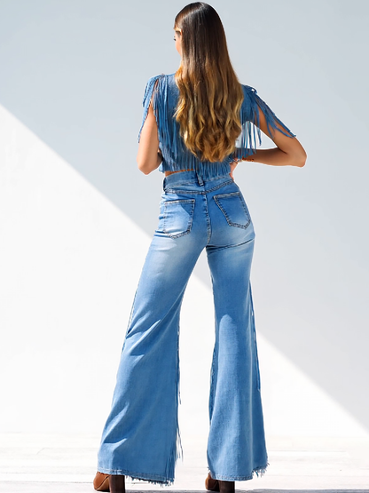 Jean Flare à Franges Vintage Chic